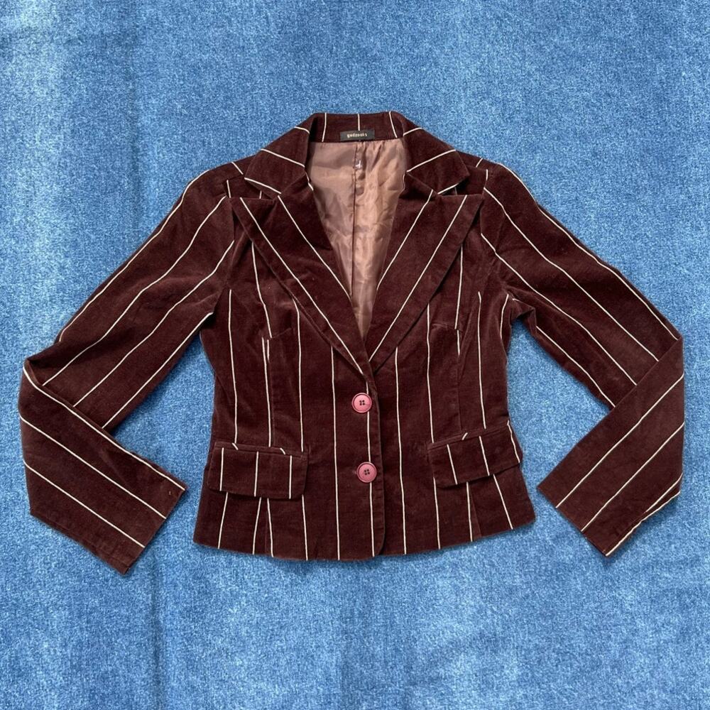 90s Gadzooks pinstripe velvet velour blazer jacket
